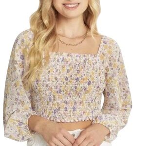 Floral Smocked Crop Top Size M